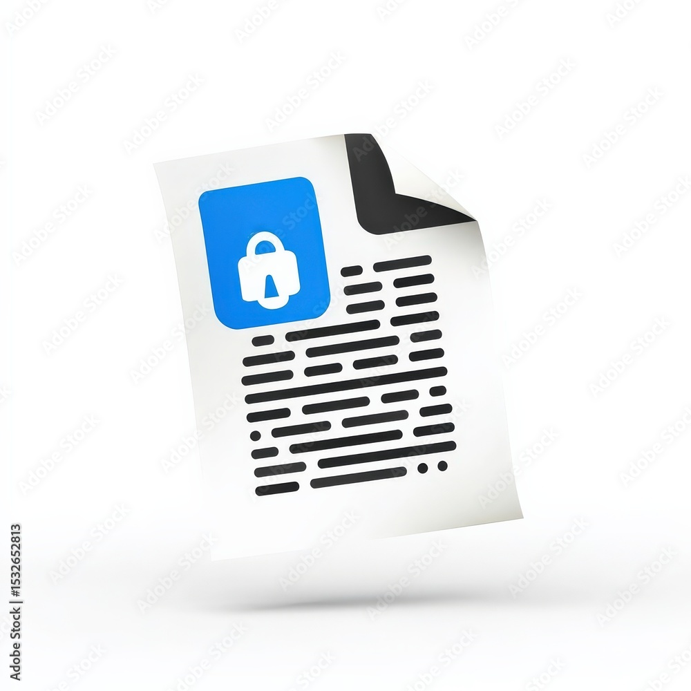 Aufkleber protect prevention policy concept. document with lock symbol indicating security and privacy concern