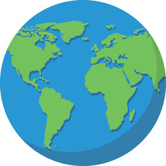 Earth Globe Vector Illustration with Green Continents and Blue Oceans for Global Concept 