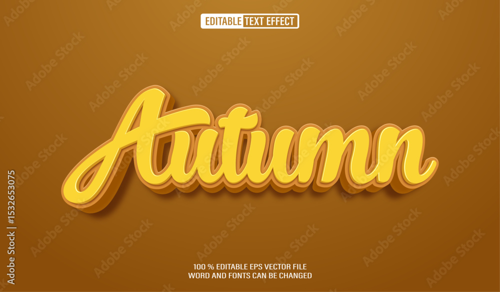 Poster editable 3d text style effect - autumn text effect template