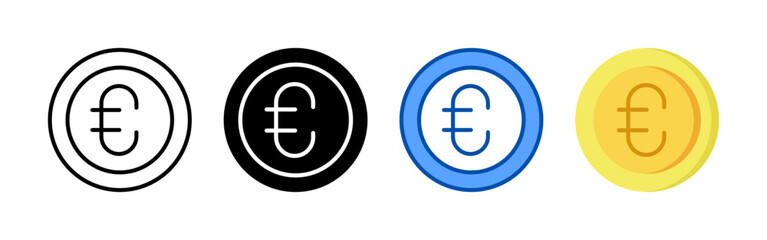 Euro icon set bundle. Multi style icon collection perfect for websites, apps, and presentations. Simple vector icon collection