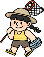 곤충 채집하는 소녀