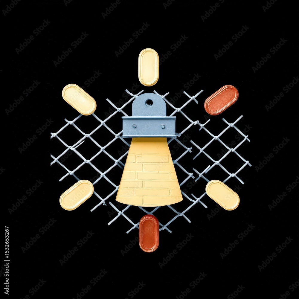 Poster protect prevention policy concept. abstract light design with pills and a grid background.