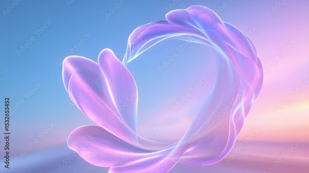 Poster Abstract Swirl: A mesmerizing abstract design, a graceful swirl of flowing shapes floats against a gradient sky, evoking a sense of fluidity and elegance.