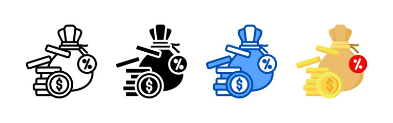 Interest rate icon set bundle. Multi style icon collection perfect for websites, apps, and presentations. Simple vector icon collection