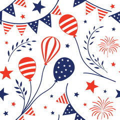 Patriotic Celebration 4th of July Balloons, Flags, and Stars Ai-Generated