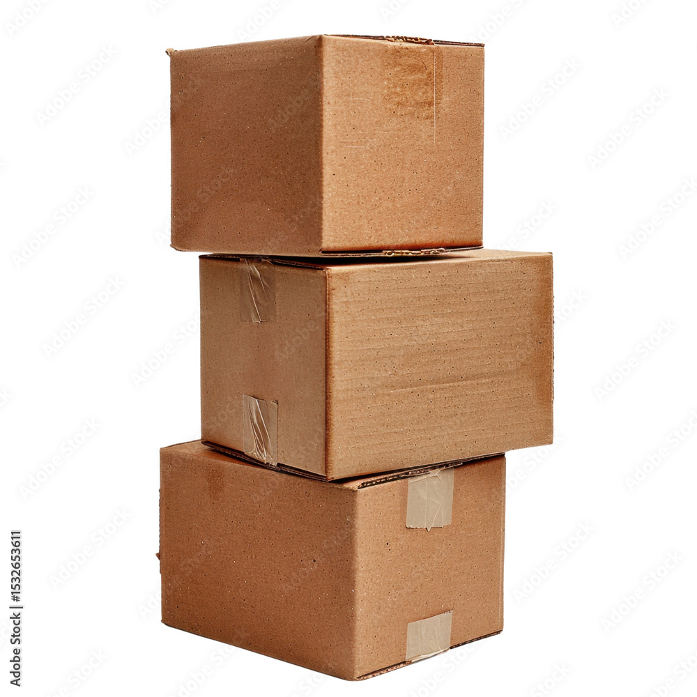 Poster stacked cardboard boxes create simple yet effective storage solution, showcasing practical and organ