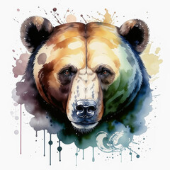 a brown bear, a wild animal. an illustration. artificial intelligence generator, AI, neural network image. background for the design