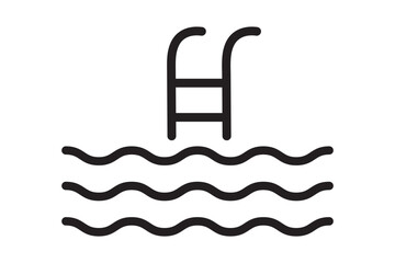 Swimming icon, Person Swimming Icons, logo emblem design vector, Swim Water Information, Simple thin line, outline illustration. eps 10