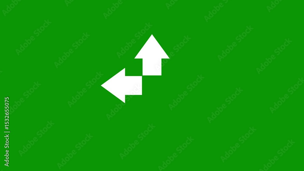 Poster up and left indicator arrow icon animation. white arrow on green background motion graphics. moving 