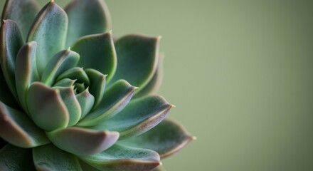 Fototapeta premium Close-up of a succulent plant. Lush green, patterned leaves radiate outward from a central point