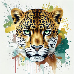 spotted, red cheetah. wild African cat. an illustration. artificial intelligence generator, AI, neural network image. background for the design