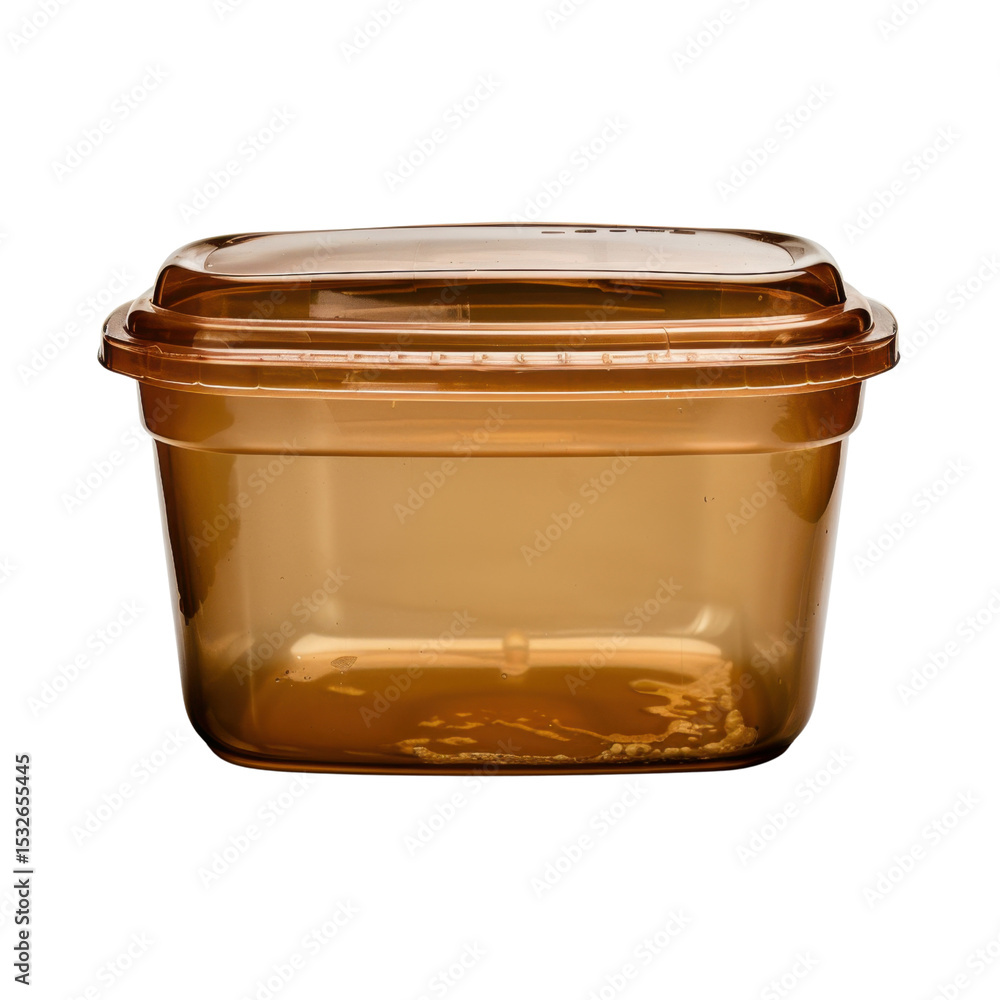 Poster transparent brown storage container with lid, ideal for organizing food or other items. its durable 