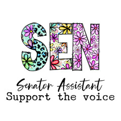 SEN Senator Assistant Support the Voice Floral Design Graphic Tee © Sandra