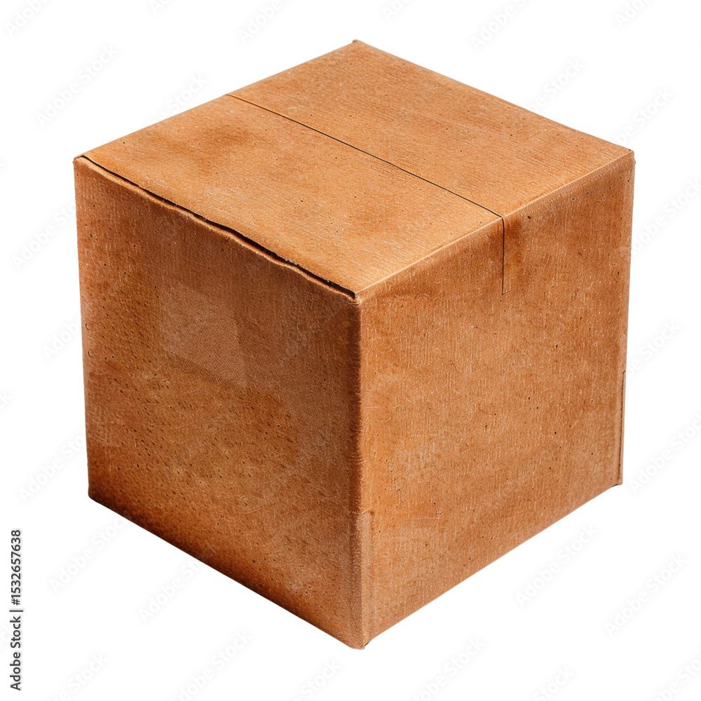 Aufkleber simple brown cardboard box with square shape, featuring clean and smooth surface. this versatile pac