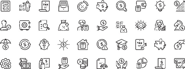 Business icons set white background