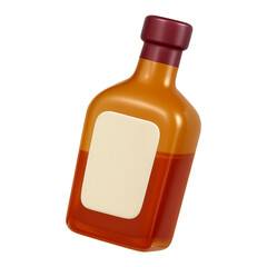 whiskey bottle 3d render icon isolated on transparent background cutout
