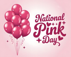 A celebratory image featuring a cluster of glossy pink balloons against a soft, pastel pink background.Festive Pink Balloons Celebrate National Pink Day