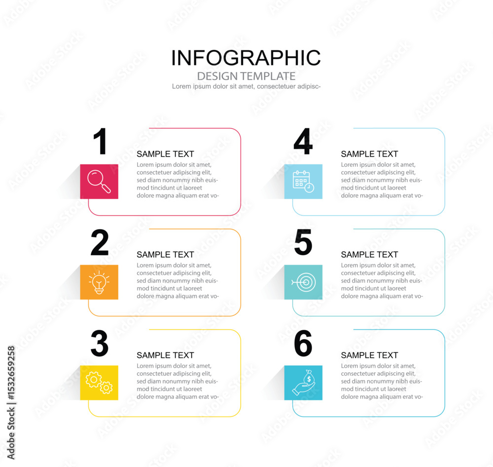 Poster infographic 6 options design elements for your business data. vector illustration