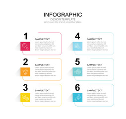 Infographic 6 options design elements for your business data. Vector Illustration