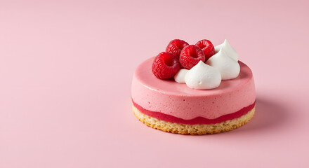 Delicious Raspberry Mousse Cake with Whipped Cream