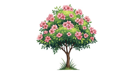 Vibrant Pink Blossom Tree Springtime Floral Illustration