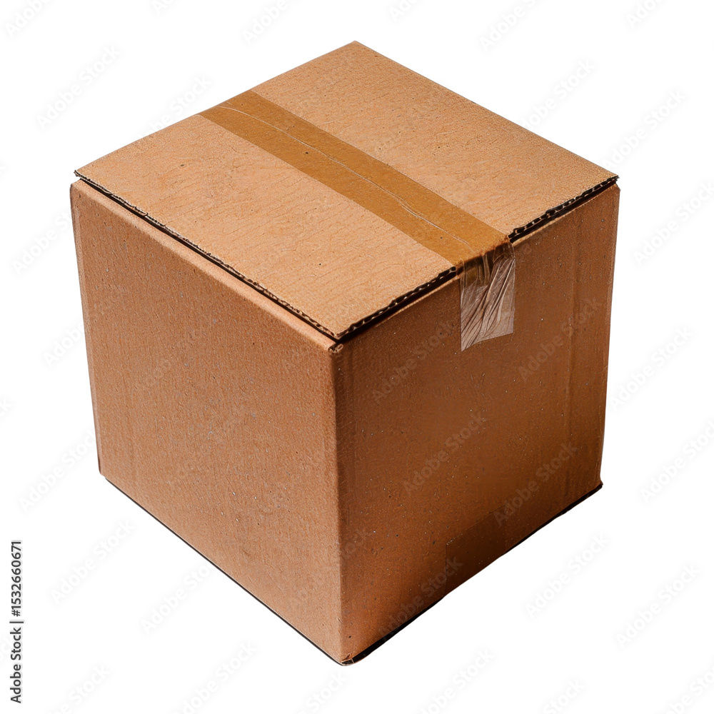 Poster plain cardboard box with simple design, featuring tape seal on top. this versatile packaging is comm