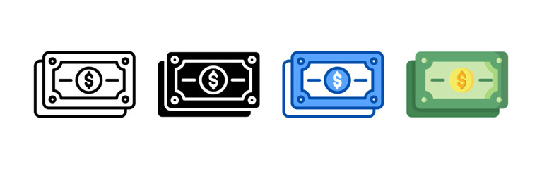 Money icon set bundle. Multi style icon collection perfect for websites, apps, and presentations. Simple vector icon collection