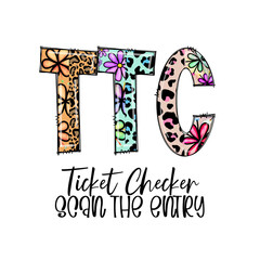 TC Ticket Checker Scan The Entry Floral Leopard Print Design
