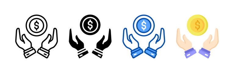 Fototapeta premium Save money icon set bundle. Multi style icon collection perfect for websites, apps, and presentations. Simple vector icon collection