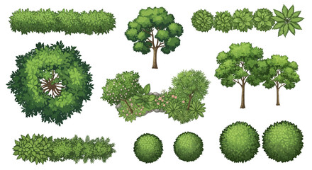 Collection of Top-Down View Green Trees and Bushes for Landscape Design © John