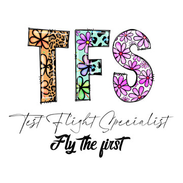 Test Flight Specialist TFS Design with Flowers and Leopard Print