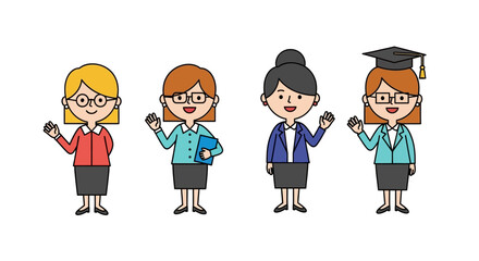 Diverse Female Professionals Teacher, Businesswoman, Graduate, and More