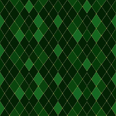 Elegant Green and Gold Diamond Pattern Seamless Texture