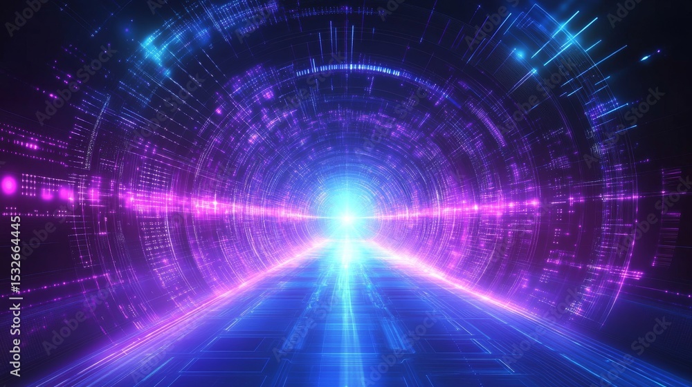 Aufkleber futuristic digital technology background with glowing blue and purple abstract circuit board pattern