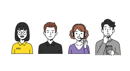 Diverse Team of Customer Service Representatives  Illustrations of Professionals Providing Excellent Support
