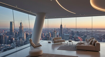 Panoramic city view from penthouse