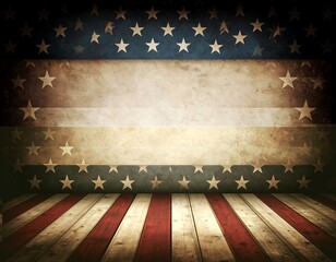American flag room with aged effect