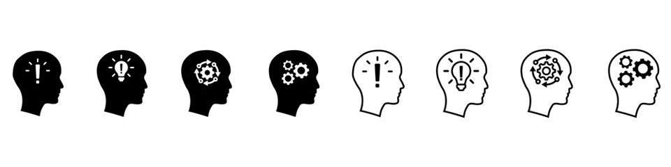 Idea vector icon set. Creativity related illustration sign collection. inspiration symbol or logo.  Collection  of development, brainstorm, creative web icons.