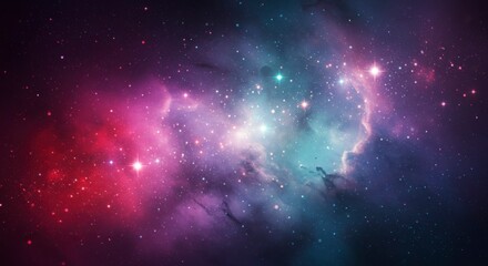 Obraz premium A vibrant nebula swirls with pink, purple, and blue hues, speckled with countless stars