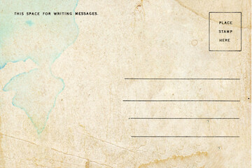 Backside of postcard with dirty stain
