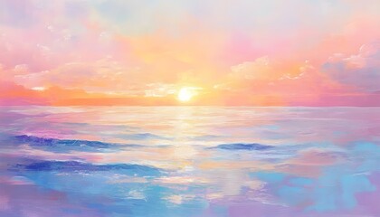 Obraz premium Pastel sunset over the ocean.