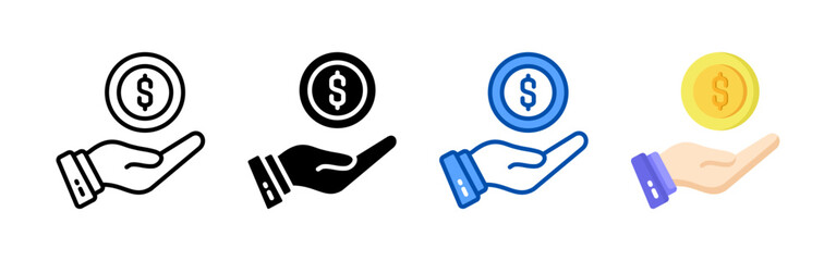 Obraz premium Money icon set bundle. Multi style icon collection perfect for websites, apps, and presentations. Simple vector icon collection