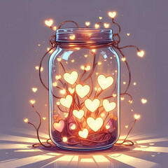 glass jar with red and yellow balls