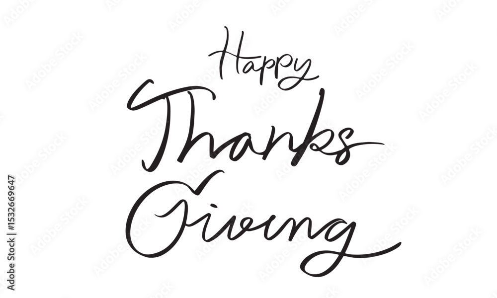 Poster happy thanks giving text font calligraphy hand written lettering script black color object happy tha