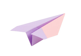 Naklejka premium Paper airplane in pastel colors isolated on transparent background