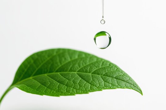 A single vibrant green leaf, symbolizing nature, growth, and eco-friendly concepts.