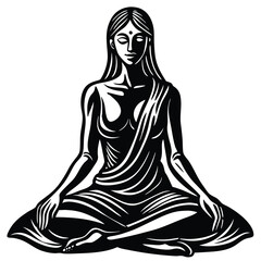 Detailed line art blue figure illustration