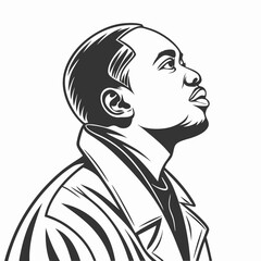 Realistic black and white line art portrait illustration