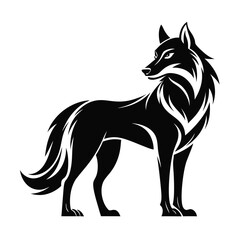 Sleek muscular wolf silhouette majestic animal vector graphic