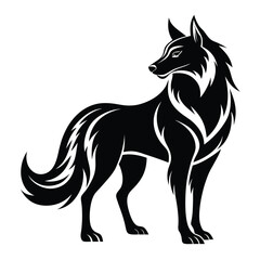 Majestic wolf silhouette sleek muscular vector illustration
